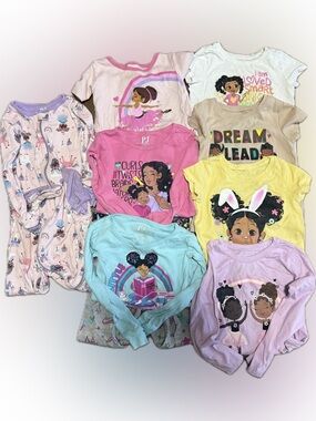 Girls SIZE 2T Multi-Graphic Pajamas and Graphic Tees Bundle